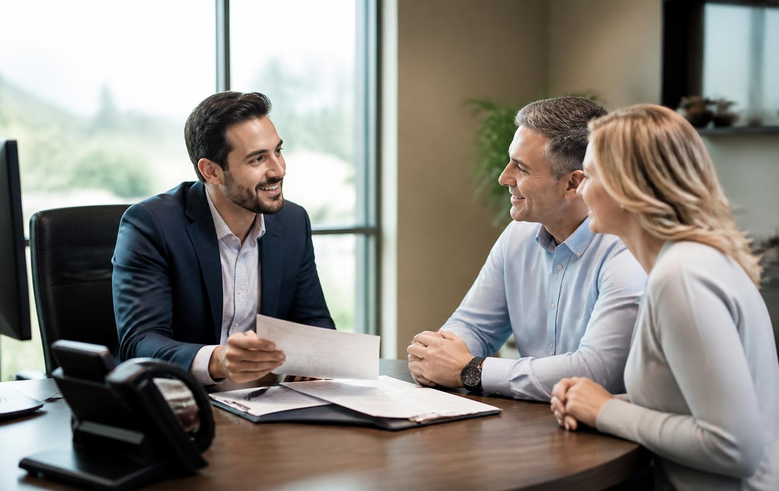 ShoreCreditCorp credit officer reviewing a business application with clients in Fremont